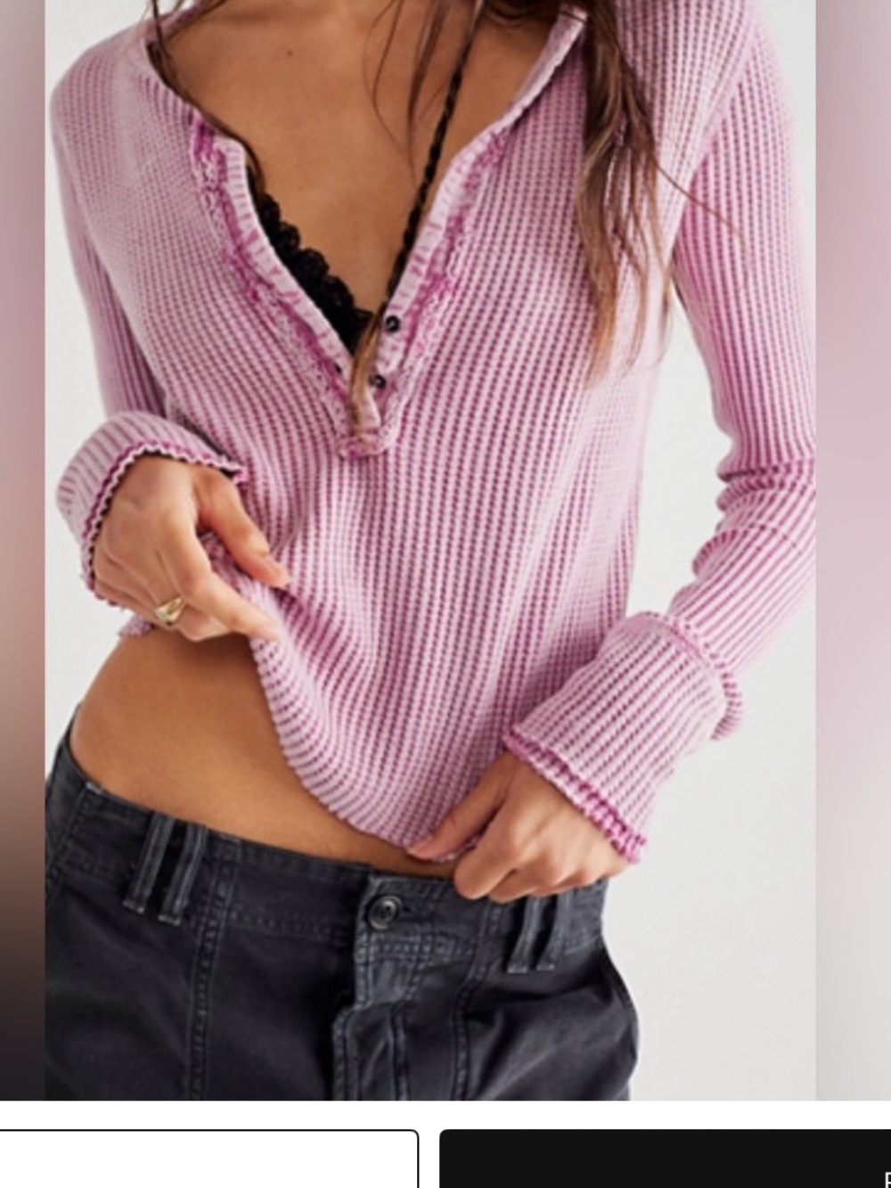 Free People FP One Lilac Waffle Knit Henley Top